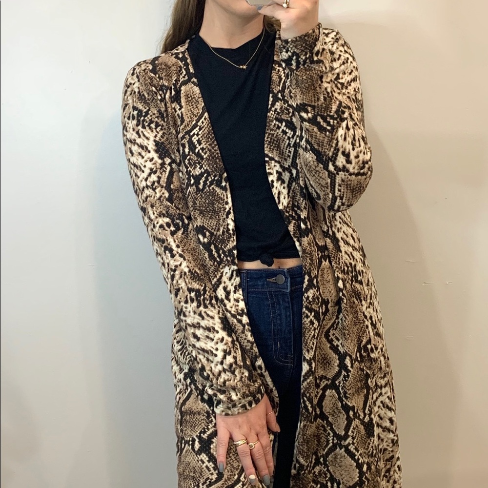 Snake skin print long cardigan